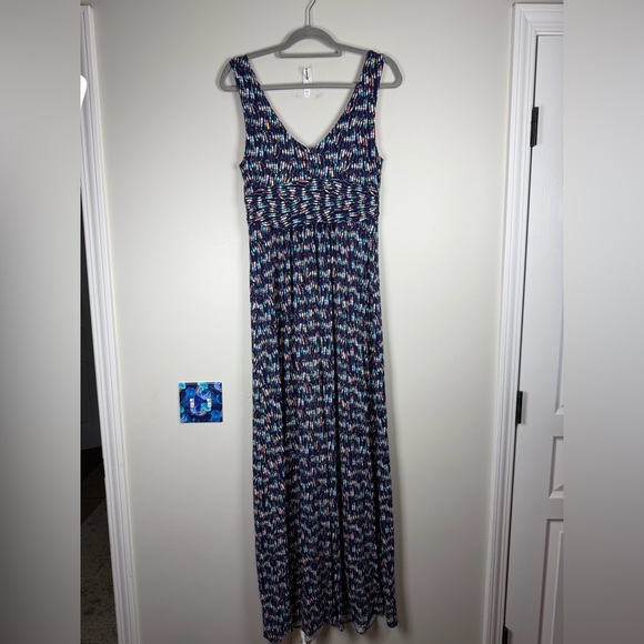 Lilly Pulitzer Sloane Maxi Dress Oh Buoy Navy Blue Jersey Stretch Large Nautical - Picture 3 of 11